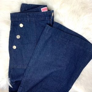 KATE SPADE Brand New denim button trouser  wide leg pants